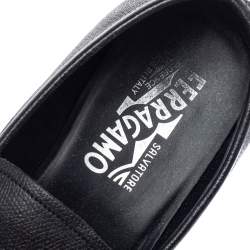 Pre Owned حذاء لوفرز سالفاتوري فيراغامو غانسيو مزدوج جلد أسود مقاس 40.5