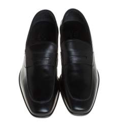 Salvatore Ferragamo Black Leather Penny Slip On Loafers Size 43