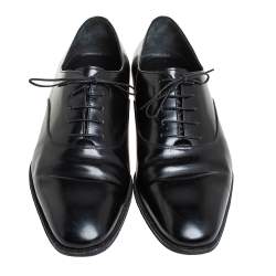 Pre Owned حذاء أوكسفوردز سالفاتوري فيراغامو جلد أسود برباط مقاس 44.5