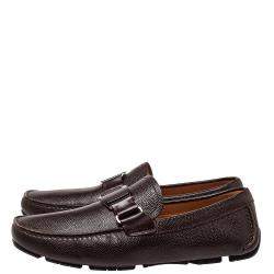 Pre Owned حذاء لوفرز سالفاتوري فيراغامو دريفر جلد بني مقاس 41.5