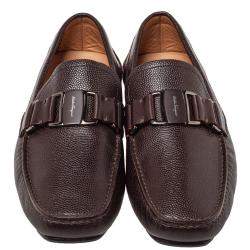 Pre Owned حذاء لوفرز سالفاتوري فيراغامو دريفر جلد بني مقاس 41.5