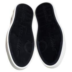 Salvatore Ferragamo Black/White Fabric And Rubber Answer Slip On Sneakers Size 44