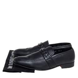 Salvatore Ferragamo Black Leather Slip On Loafers Size 43.5