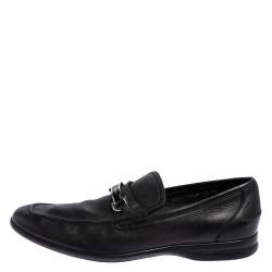 Pre Owned حذاء لوفرز سالفاتورى فيراغامو سليب أون غانيشنى جلد أسود مقاس 44