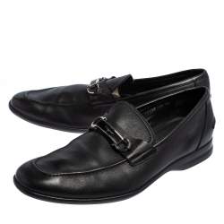 Pre Owned حذاء لوفرز سالفاتورى فيراغامو سليب أون غانيشنى جلد أسود مقاس 44