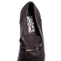 Pre Owned Salvatore Ferragamo Dark Brown Leather Gancini Bit Slip On Loafers Size 43.5 