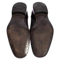 Pre Owned Salvatore Ferragamo Dark Brown Leather Gancini Bit Slip On Loafers Size 43.5 