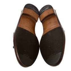 Pre Owned Salvatore Ferragamo Brown Leather Tassel Fringe Loafers Size 43.5