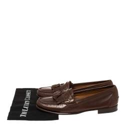 Pre Owned Salvatore Ferragamo Brown Leather Tassel Fringe Loafers Size 43.5