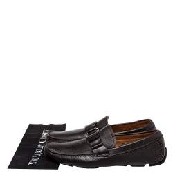 Pre Owned Salvatore Ferragamo Dark Brown Leather Slip On Loafers Size 42