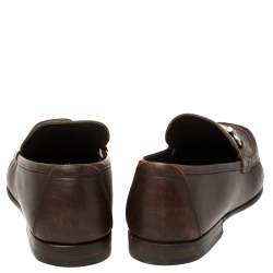 مملوكة مسبقًا حذاء لوفرز سالفاتوري فيراغامو غانسيني بيت جلد بني مقاس 43.5