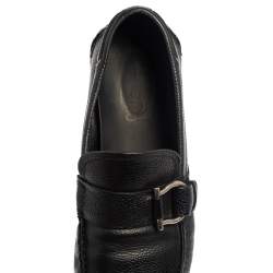 Salvatore Ferragamo Black Leather Gancio Slip On Loafers Size 44