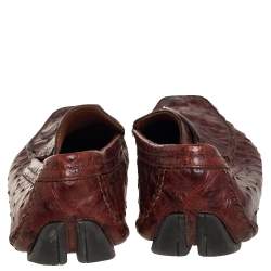 Pre Owned حذاء لوفرز سالفاتوري فيراغامو سليب أون بيني جلد نعام بني مقاس 45