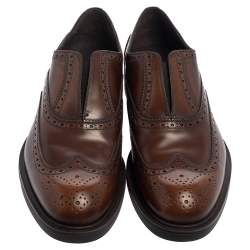 Pre Owned Salvatore Ferragamo Brown Leather Brogue Oxford Size 42