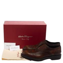 Pre Owned Salvatore Ferragamo Brown Leather Brogue Oxford Size 42