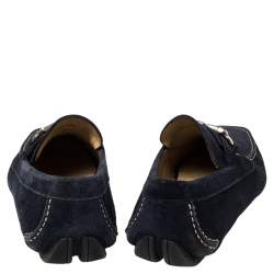 Pre Owned Salvatore Ferragamo Blue Suede Gancini Loafers Size 41.5