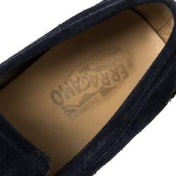 Pre Owned Salvatore Ferragamo Blue Suede Gancini Loafers Size 41.5