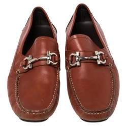 Pre Owned حذاء لوفرز سالفاتوري فيراغامو غانشيني جلد أحمر مقاس 43