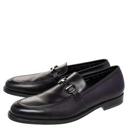 Salvatore Ferragamo Black Leather Gancini Bit Loafers Size 44