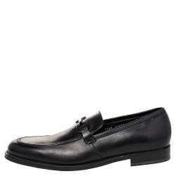 Salvatore Ferragamo Black Leather Gancini Bit Loafers Size 44