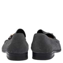 Pre Owned Salvatore Ferregamo Grey Suede Gancini  Loafers Size 43.5