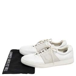 Salvatore Ferragamo White Leather Low Top Sneakers Size 45