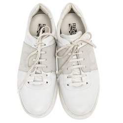 Salvatore Ferragamo White Leather Low Top Sneakers Size 45