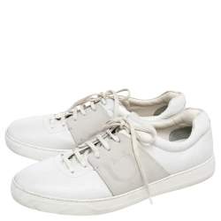 Salvatore Ferragamo White Leather Low Top Sneakers Size 45
