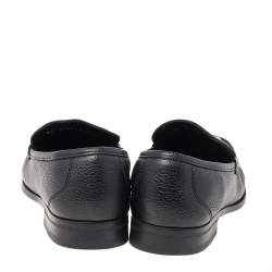 Pre Owned Salvatore Ferragamo Black Leather Gancini Slip On Loafers Size 41