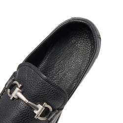 Pre Owned Salvatore Ferragamo Black Leather Gancini Slip On Loafers Size 41