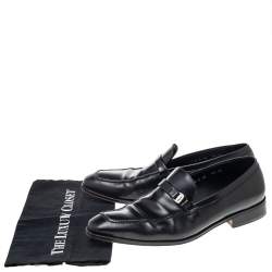 Pre Owned حذاء لوفرز س الفاتوري فيراغامو ماتيا جلد أسود مقاس 43.5