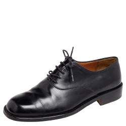 Pre Owned Salvatore Ferragamo Black Leather Lace Up Oxford Size 42.5