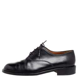 Pre Owned Salvatore Ferragamo Black Leather Lace Up Oxford Size 42.5