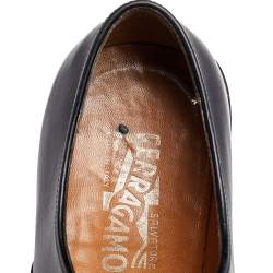 Pre Owned Salvatore Ferragamo Black Leather Lace Up Oxford Size 42.5