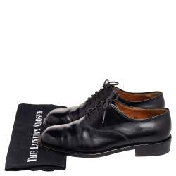 Pre Owned Salvatore Ferragamo Black Leather Lace Up Oxford Size 42.5