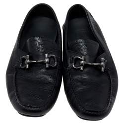 Pre Owned حذاء لوفرز سالفاتوري فيراغامو غانسيني سليب أون جلد أسود مقاس 45