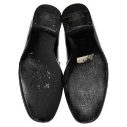 Pre Owned حذاء لوفرز سالفاتوري فيراغامو سليب أون جلد لامع أسود مقاس 41.5 