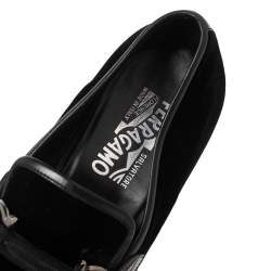 Pre Owned Salvatore Ferragamo Black Velvet Gancini Bit Slip On Loafers Size 42.5