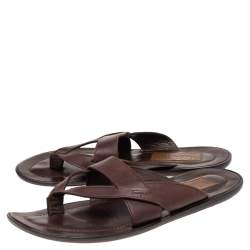 Salvatore Ferragamo Brown Leather Thong Sandals Size 40.5