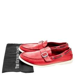 Salvatore Ferragamo Red Leather Slip On Loafers Size 46