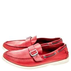 Salvatore Ferragamo Red Leather Slip On Loafers Size 46