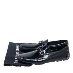 مملوكة مسبقًا Salvatore Ferragamo Black Patent Leather Parigi Gancini Driver Loafers Size 43
