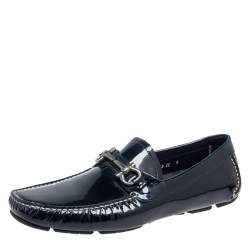 مملوكة مسبقًا Salvatore Ferragamo Black Patent Leather Parigi Gancini Driver Loafers Size 43