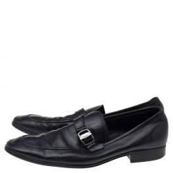 Pre Owned حذاء لوفرز سالفاتوري فيراغامو سليب أون جلد أسود مقاس 44