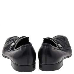 Pre Owned حذاء لوفرز سالفاتوري فيراغامو سليب أون جلد أسود مقاس 44