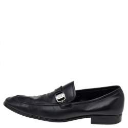 Pre Owned حذاء لوفرز سالفاتوري فيراغامو سليب أون جلد أسود مقاس 44