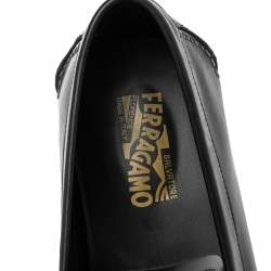 Pre Owned Salvatore Ferragamo Black Leather Slip On Loafers Size 44