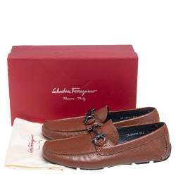 Pre Owned حذاء لوفرز سالفاتوري فيراغامو باريغي درايفر جلد سحلية بني مقاس 41