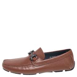 Pre Owned حذاء لوفرز سالفاتوري فيراغامو باريغي درايفر جلد سحلية بني مقاس 41