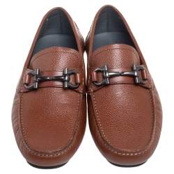 Pre Owned حذاء لوفرز سالفاتوري فيراغامو باريغي درايفر جلد سحلية بني مقاس 41